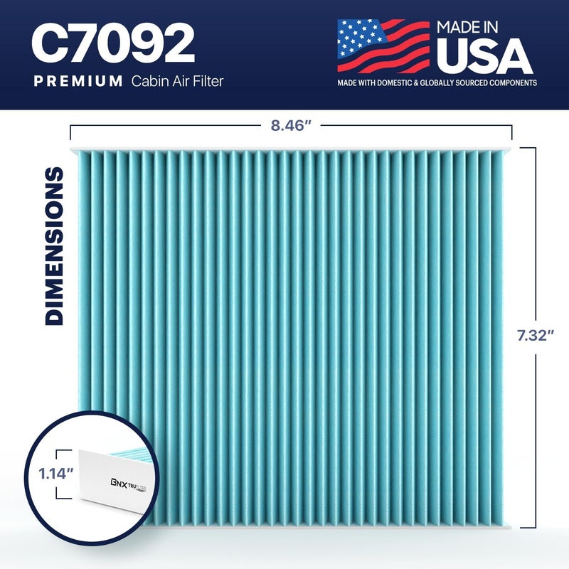 BNX TruFilter C7092 Cabin Air Filter, HEPA 99.97%, MADE IN USA, Compatible with Subaru Crosstrek, Ascent, Impreza, Legacy, Outback, Toyota Prius C-HR, Prius AWD-e, Prius Prime, Corolla, RAV4, Venza - Image 3